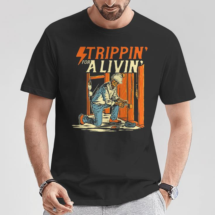 Stripping For A Living Electrician Work Powerline Electrical T-Shirt Unique Gifts