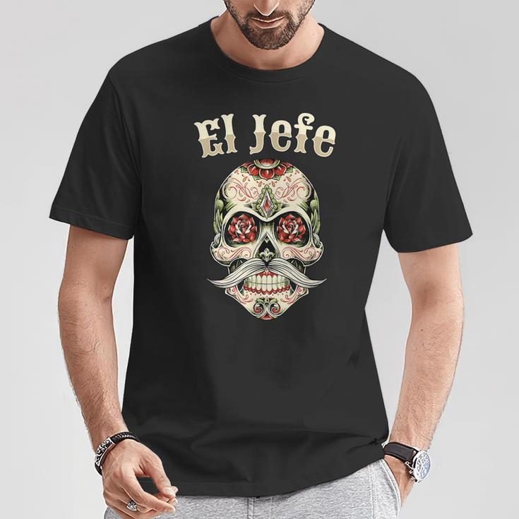 Sugar Skull For Dia De Los Muertos El Jefe T-Shirt Lustige Geschenke