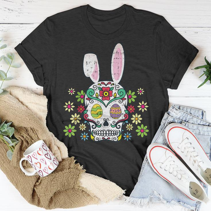 Sugar Skull Happy Easter Bunny Ears Cute T-Shirt Unique Gifts