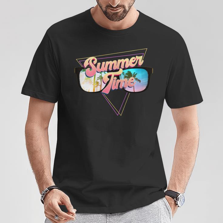 Summer Time Retro 80S Palm Trees Beach Scene In Sunglasses T-Shirt Unique Gifts