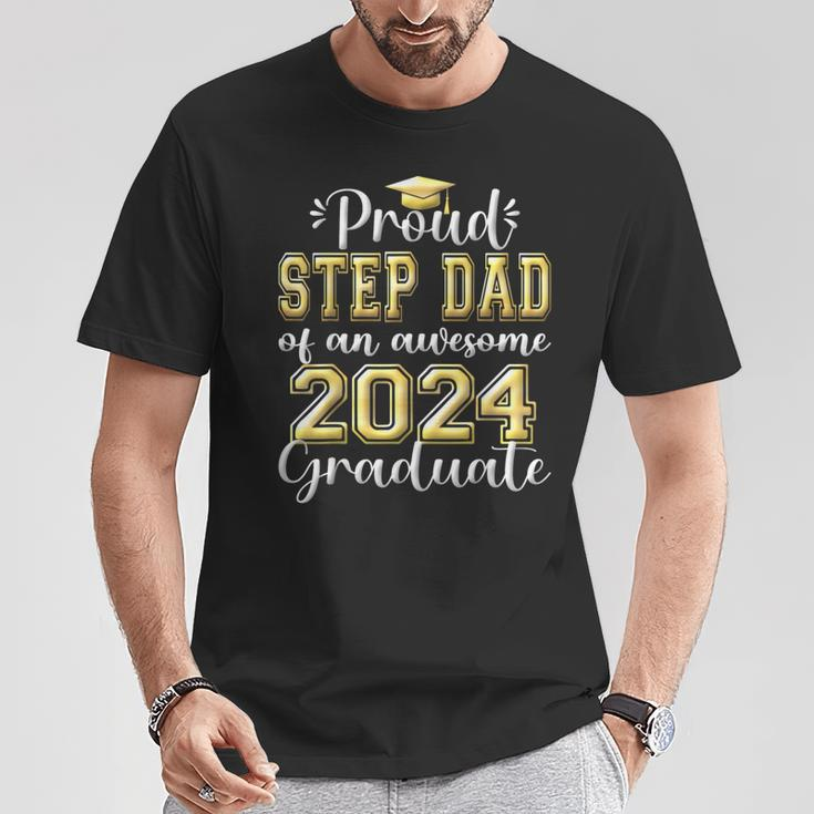 Super Proud Step Dad Of 2024 Graduate Awesome Family College T-Shirt Funny Gifts