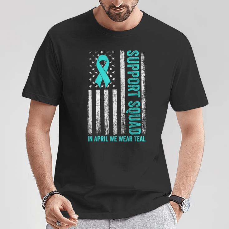 Support Squad American Flag Sexual Assault Awareness Month T-Shirt Unique Gifts
