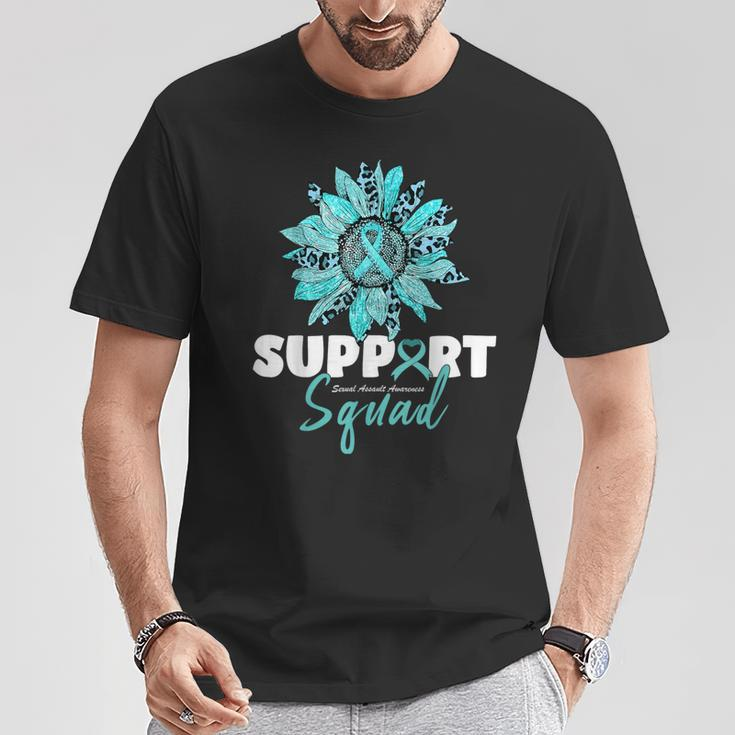 Support Squad Sexual Assault Awareness Month Teal Ribbon T-Shirt Unique Gifts