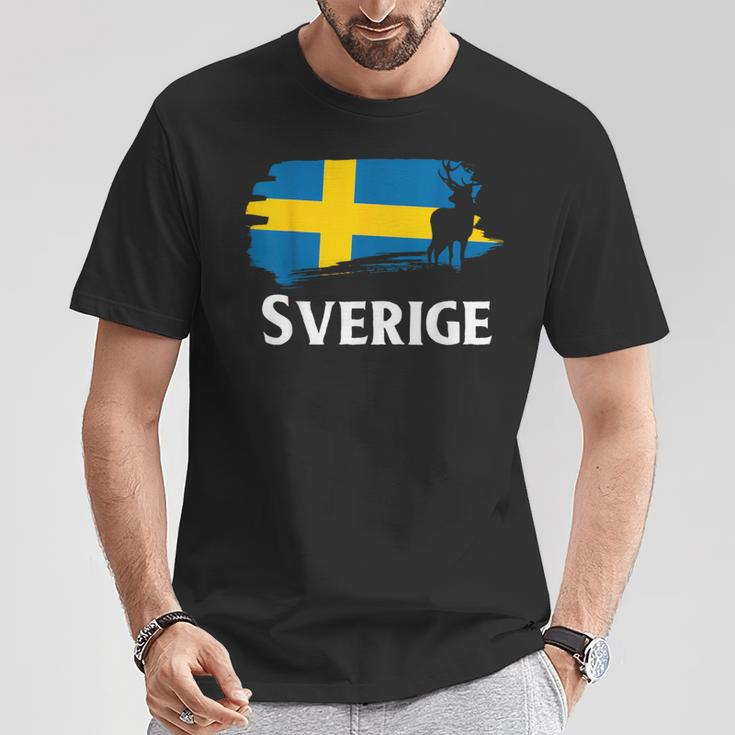 Sweden Sweden Elk Viking Scandinavia Sverige Norden T-Shirt Lustige Geschenke
