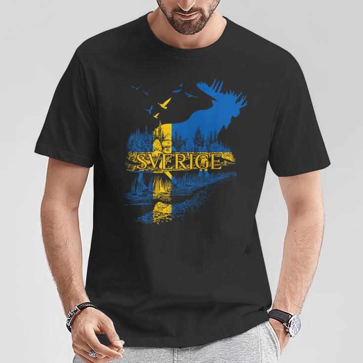 Sweden Flag Sverige Flag Elk Sweden T-Shirt Lustige Geschenke