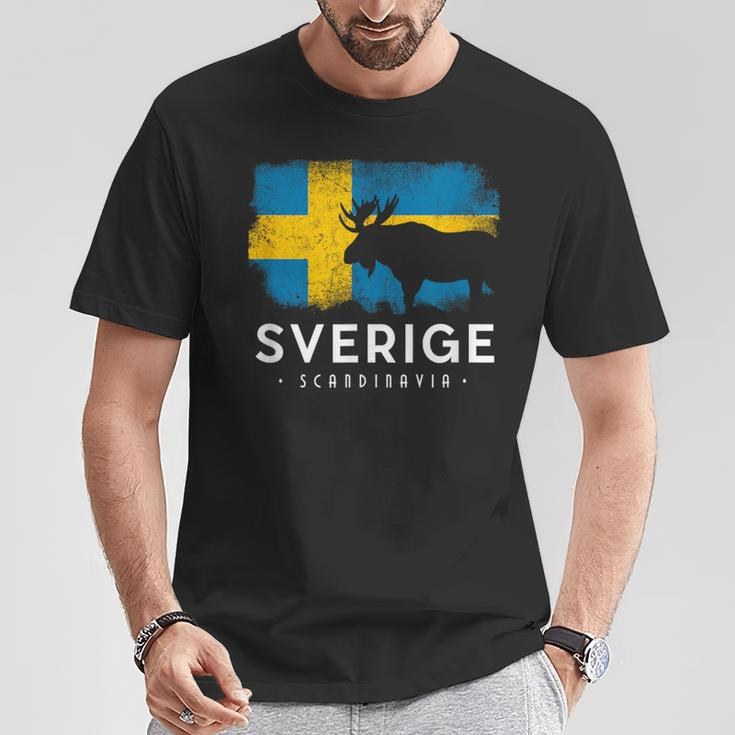 Sweden Scandinavia Swedish Elk Bull Midsomar Sverige T-Shirt Lustige Geschenke