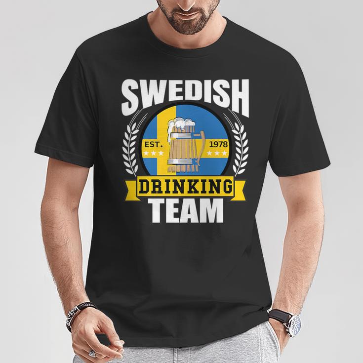 Swedish Drinking Team Sweden Flag Beer Party Idea T-Shirt Unique Gifts