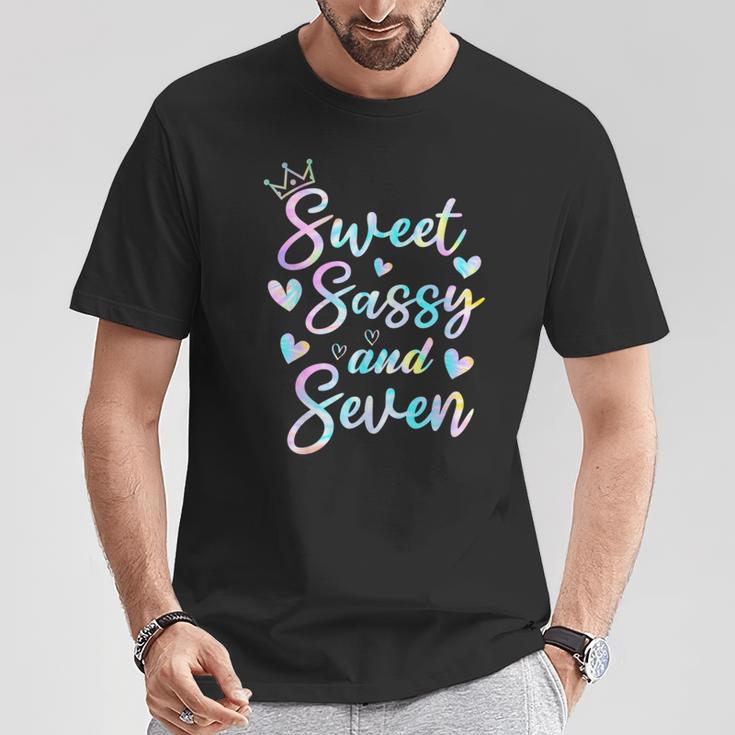 Sweet Sassy And Seven 7Th Birthday 7 Years Old Princess Girl T-Shirt Unique Gifts