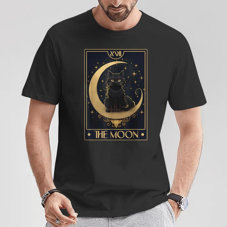 Tarot Card The Crescent Moon Black Cat Gothic Trendy Women T-Shirt Unique Gifts