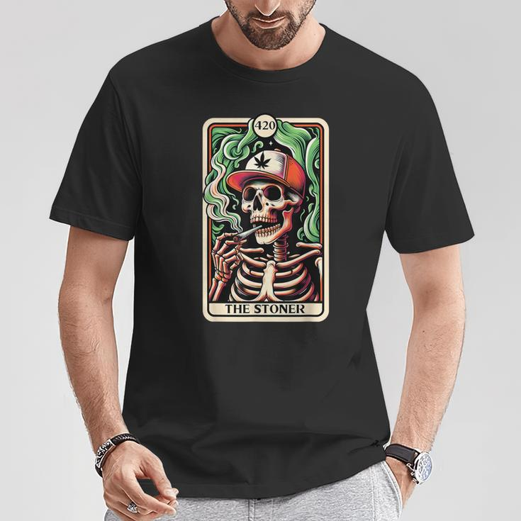 Tarot Card The Stoner Weed Lover Skeleton Cannabis 420 T-Shirt Funny Gifts
