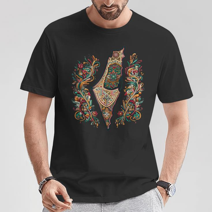 Tatreez Tapestry The Map Of Palestine T-Shirt Unique Gifts