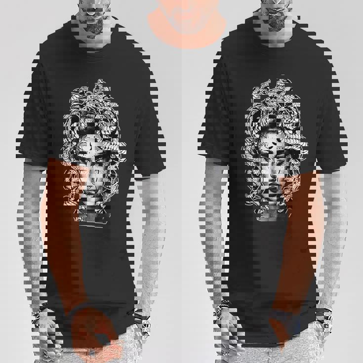 Tatuado Medusa Mitología Griega Work Camiseta unisex Regalos divertidos