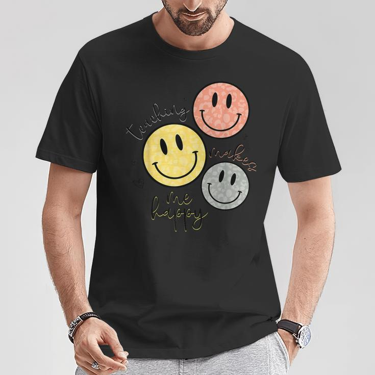 Teaching Makes Me Happy Smile Face School For Teacher T-Shirt Unique Gifts
