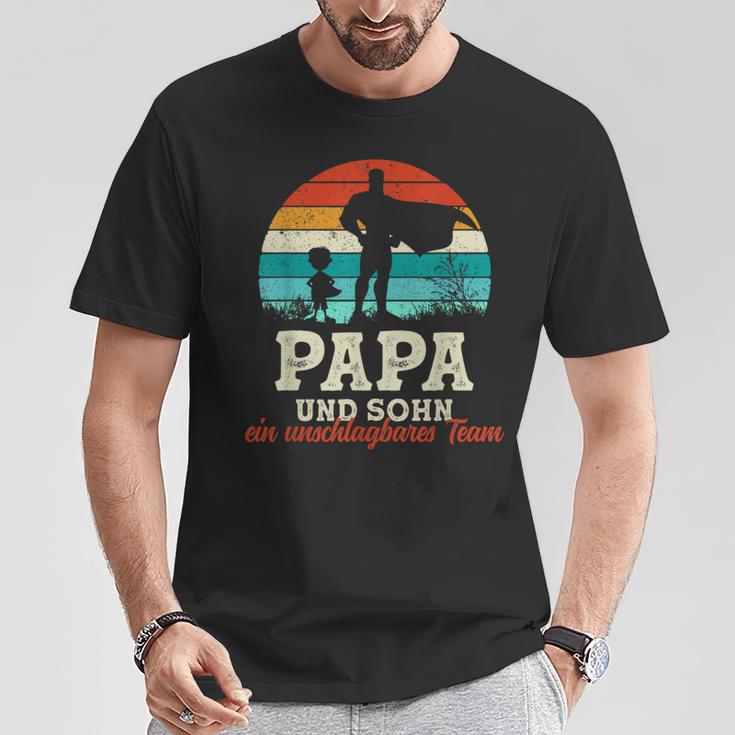 Team Papa Sohn Bester Papa Der Welt Father's Day Super Papa T-Shirt Lustige Geschenke