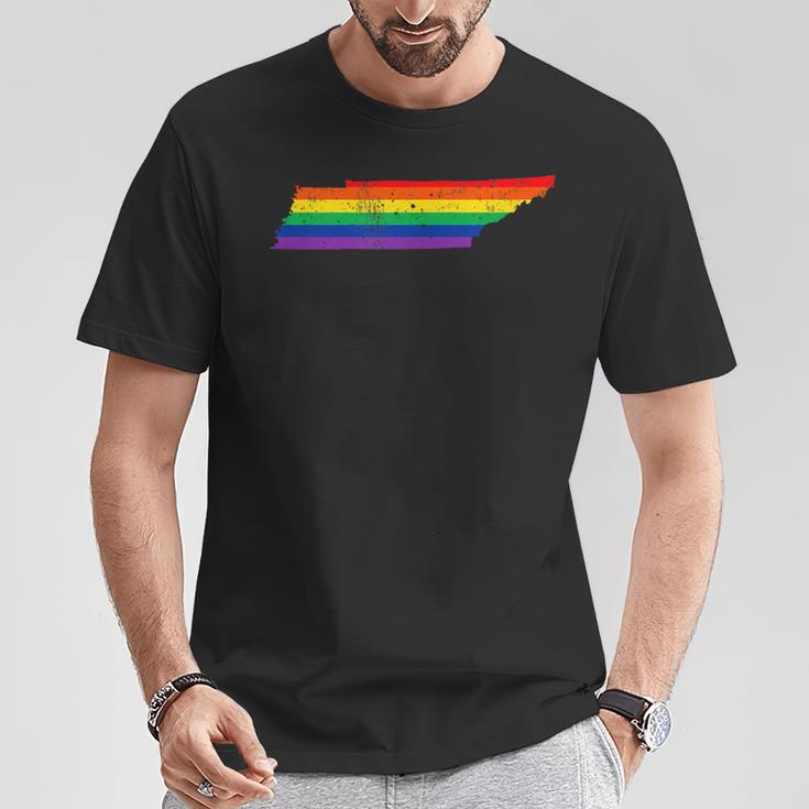 Tennessee Rainbow Flag Map Gay Pride Lesbian Lgbt T-Shirt Unique Gifts