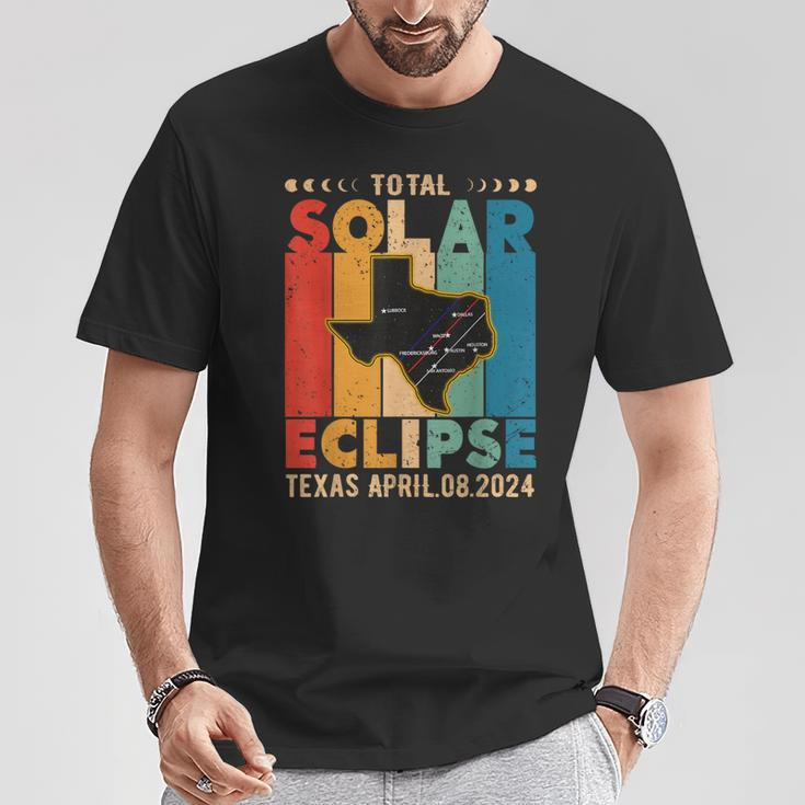 Texas Solar Eclipse Path 2024 Vintage Solar Eclipse In Texas T-Shirt Unique Gifts