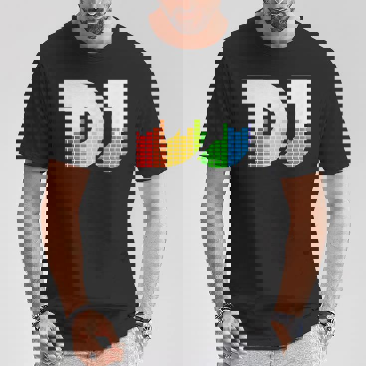 Texto De Dj Con Ecualizador De Coloración Led Para Discjockey Dj Camiseta unisex Regalos divertidos