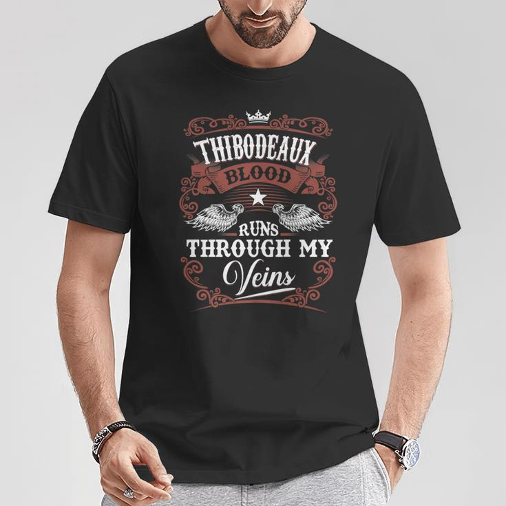 Thibodeaux Blood Runs Through My Veins Vintage Family Name T-Shirt Funny Gifts