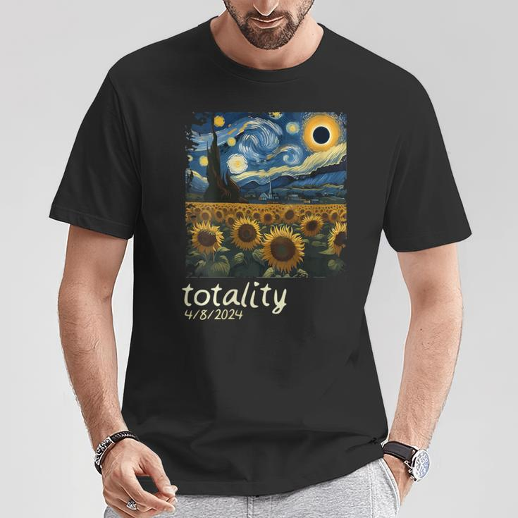 Total Solar Eclipse 2024 40824 Starry Night Painting Women T-Shirt Unique Gifts