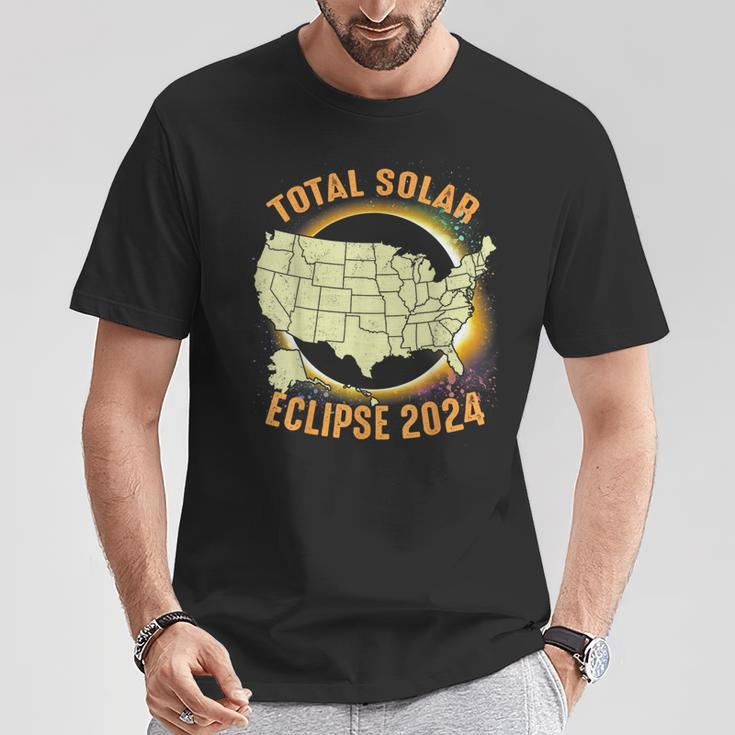 Total Solar Eclipse 2024 American Us Map Colorful T-Shirt Unique Gifts