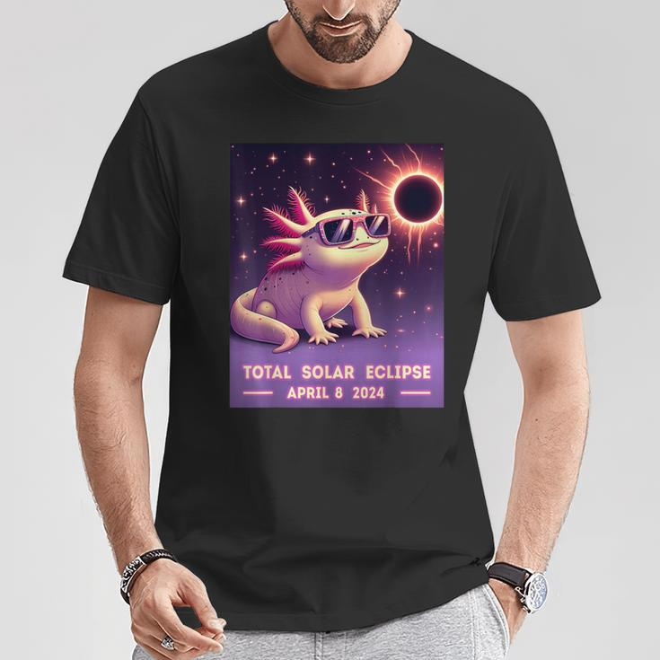 Total Solar Eclipse 2024 April 8 Axolotl In Glasses T-Shirt Unique Gifts