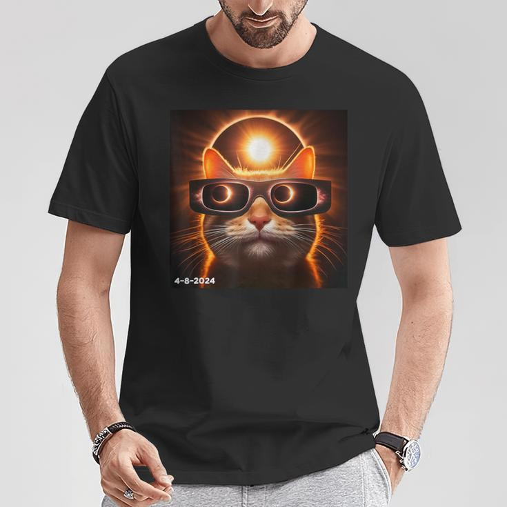 Total Solar Eclipse 2024 April 8 Cat America Totality Spring T-Shirt Unique Gifts