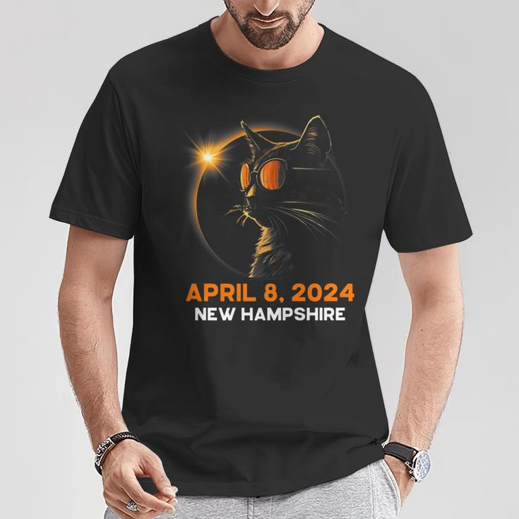 Total Solar Eclipse 2024 New Hampshire Cat Lover Glasses T-Shirt Personalized Gifts