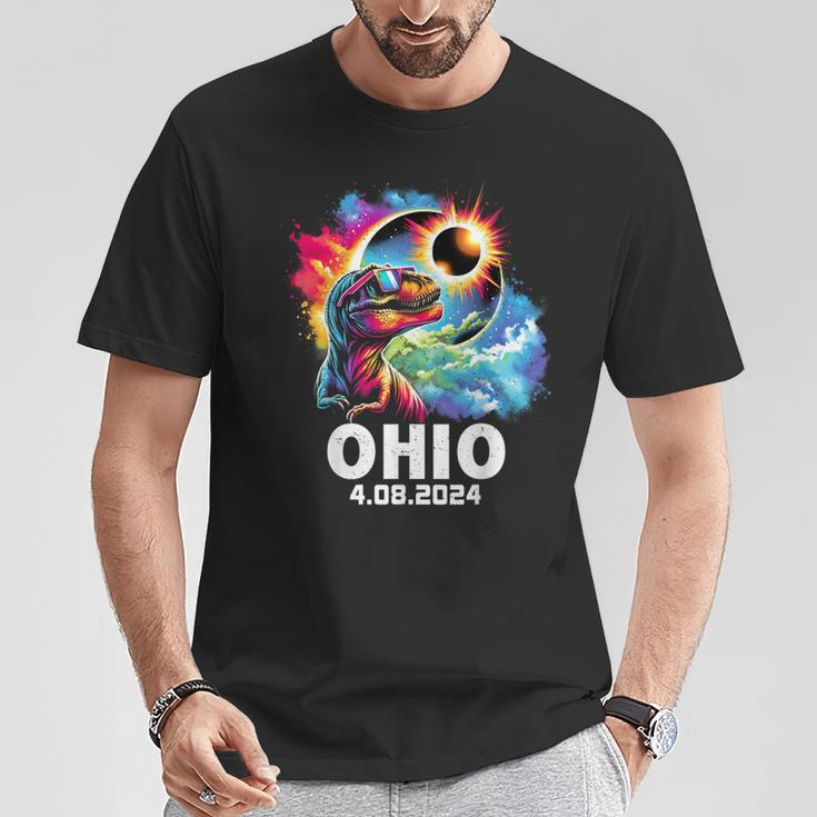 Total Solar Eclipse 2024 OhioRex Dinosaur Eclipse Glasses T-Shirt Unique Gifts