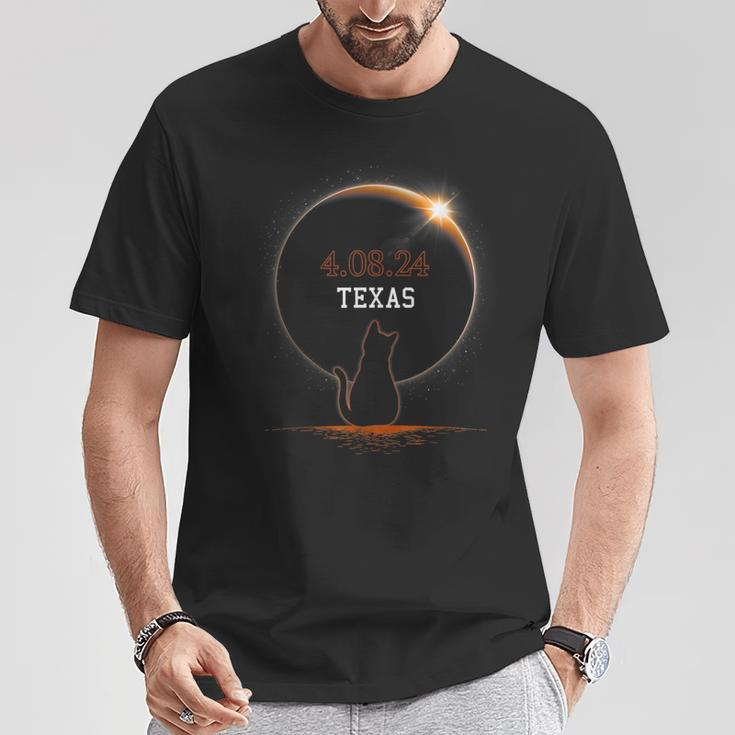 Total Solar Eclipse 2024 State Texas Cat Total Solar Eclipse T-Shirt Unique Gifts