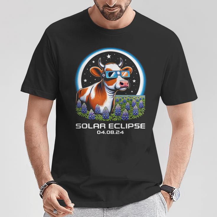Total Solar Eclipse 2024 Texas Bluebonnet Cow Totality Cute T-Shirt Unique Gifts