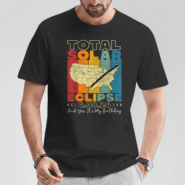 Total Solar Eclipse 2024 Yes It's My Birthday Retro Vintage T-Shirt Unique Gifts