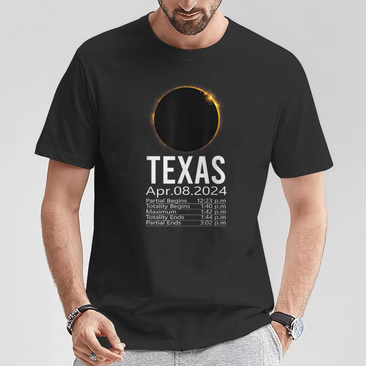 Total Solar Eclipse Apr 8 2024 Totality Texas Schedule Time T-Shirt Unique Gifts