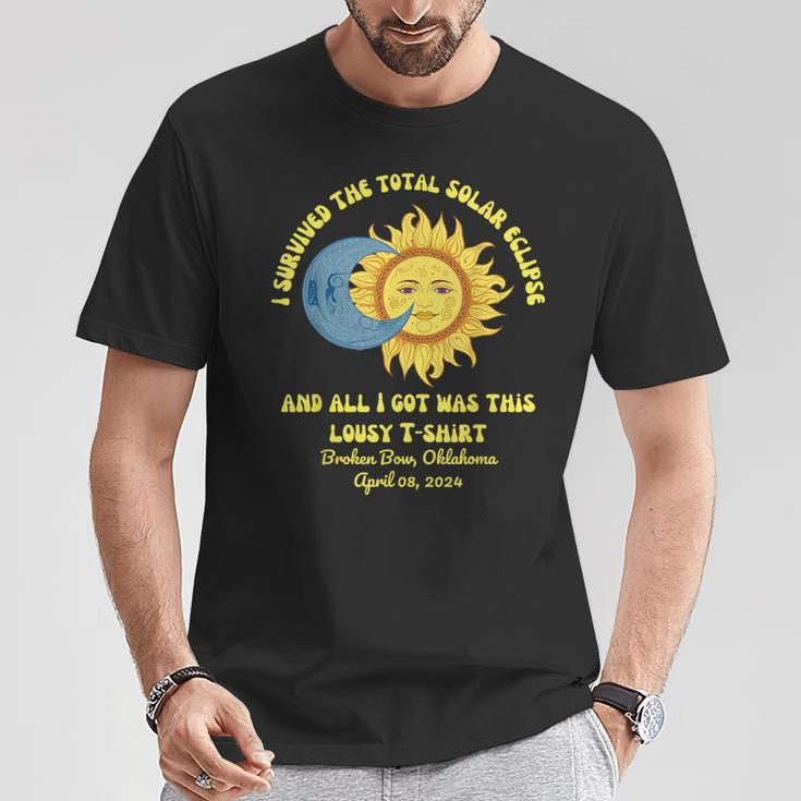 Total Solar Eclipse Broken Bow Oklahoma April 8 2024 Retro T-Shirt Funny Gifts