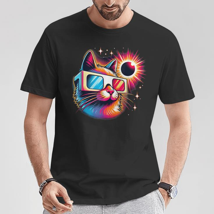 Total Solar Eclipse Cat Colorful T-Shirt Unique Gifts