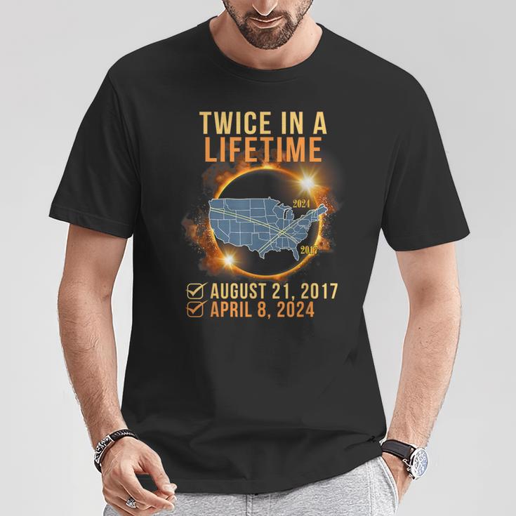 Total Solar Eclipse Clothing Twice In Lifetime April 8 2024 T-Shirt Unique Gifts