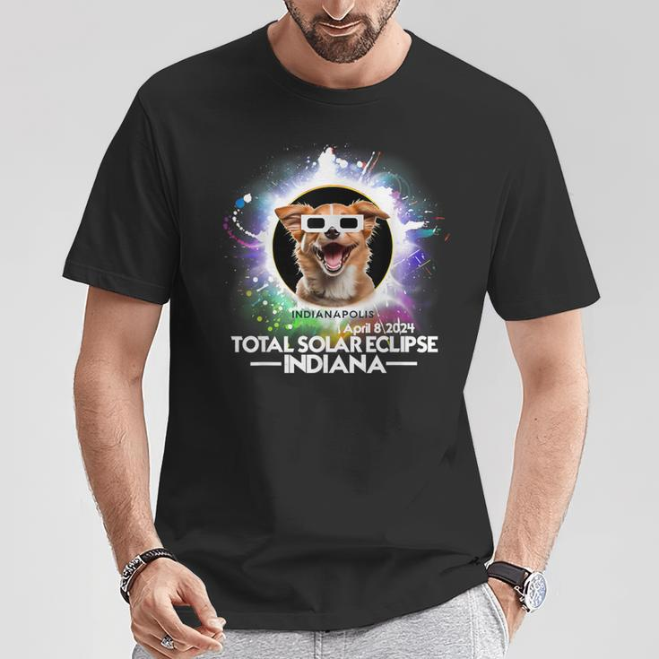 Total Solar Eclipse Indianapolis Indiana 2024 Astronomy Dog T-Shirt Unique Gifts