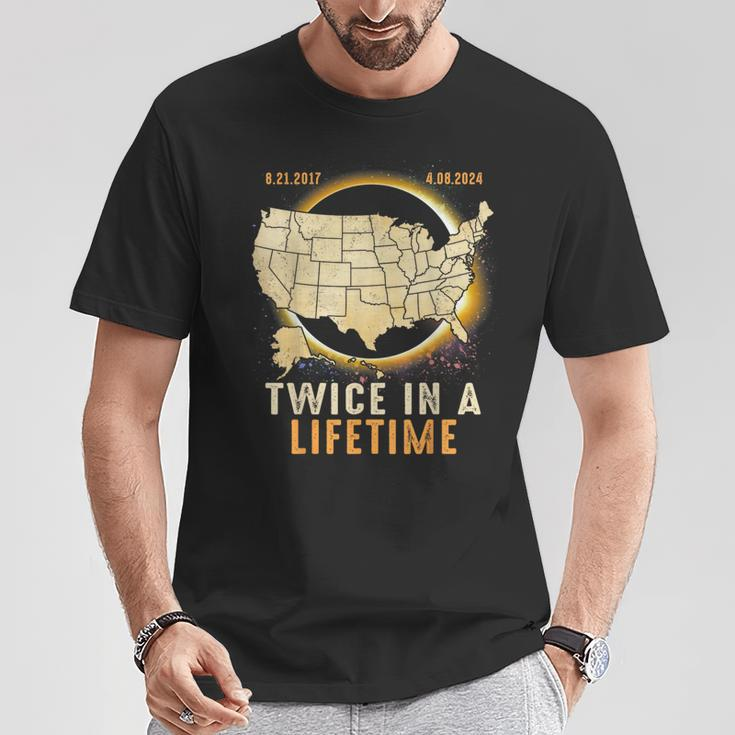 Total Solar Eclipse Twice In A Lifetime 2024 Usa Map T-Shirt Unique Gifts