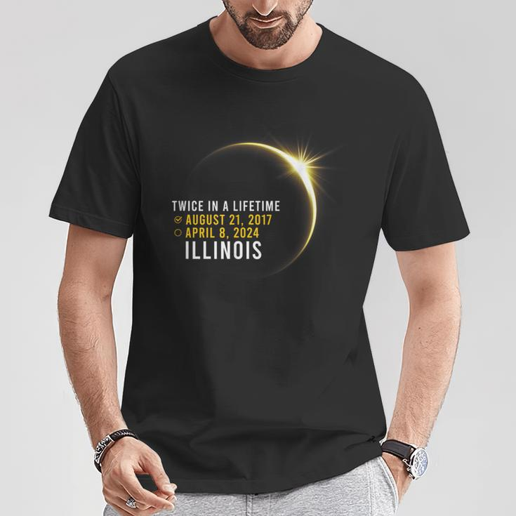 Totality Twice In A Lifetime Solar Eclipse 2024 Illinois T-Shirt Unique Gifts
