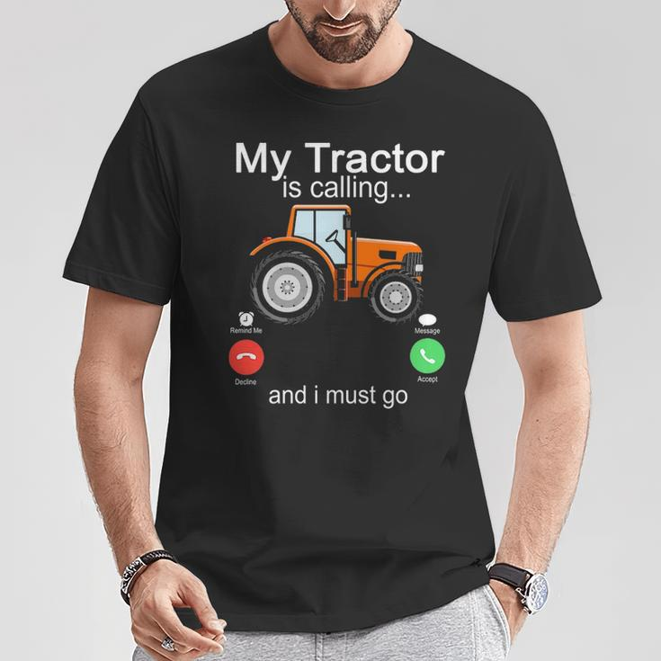 My Tractor Is Calling And I Must Go Tractor Lovers T-Shirt Unique Gifts
