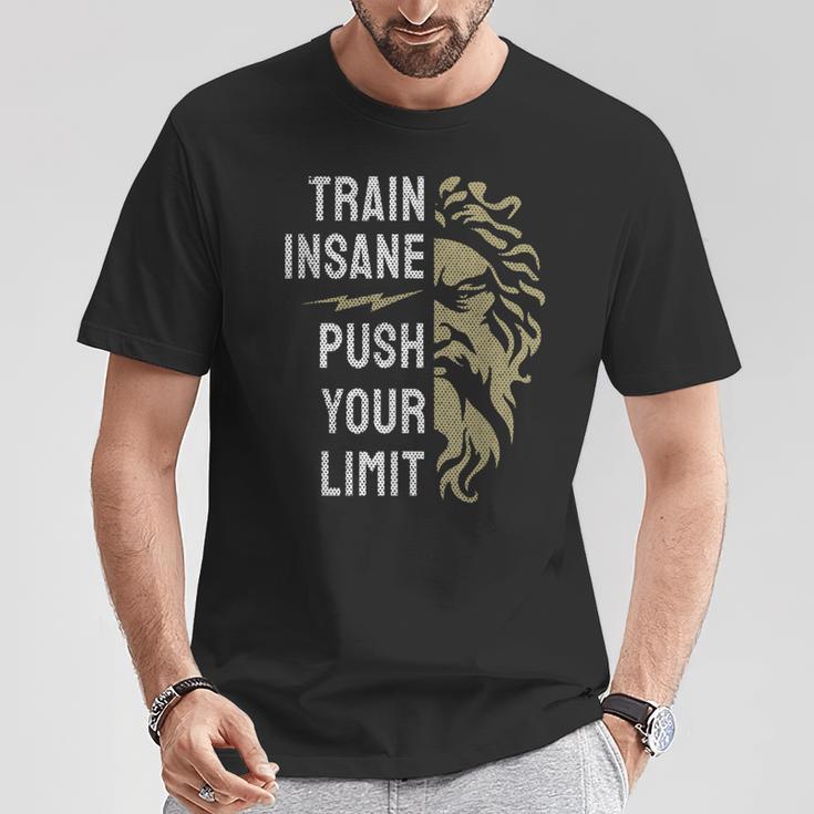 Train Insane Push Your Limit Spartan Workout Bodybuillding T-Shirt Unique Gifts