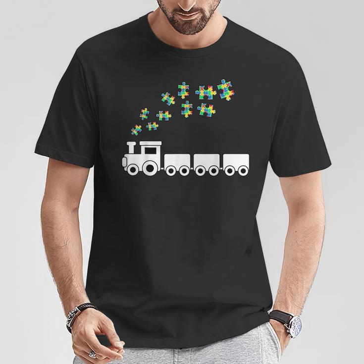 Train Puzzle Piece Colorful Cool Autism Awareness T-Shirt Unique Gifts