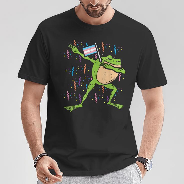 Transgender Flag Frog Dab Lgbt Trans Pride Stuff Animal T-Shirt Unique Gifts