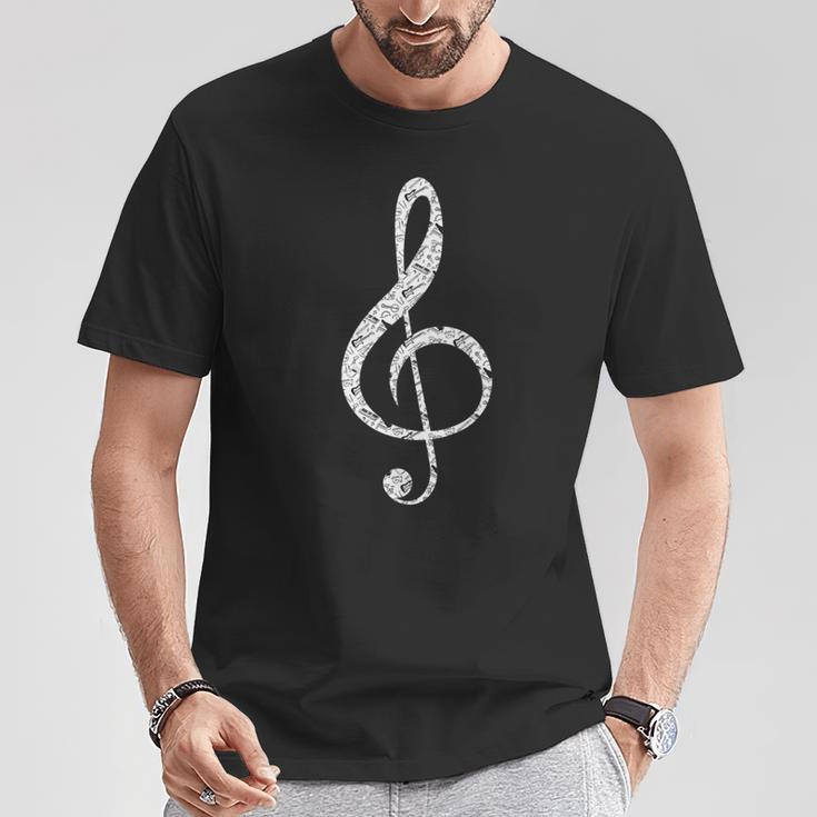 Treble Clef Orchestra Musical Instruments Vintage Music T-Shirt Unique Gifts