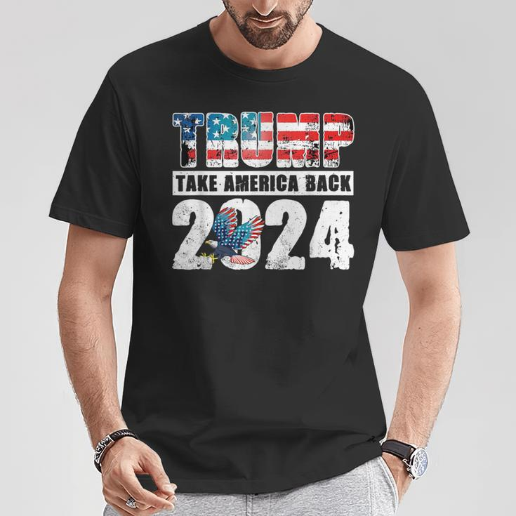 Trump 2024 Flag Take America Back 4Th Of July Trump 2024 T-Shirt Personalized Gifts