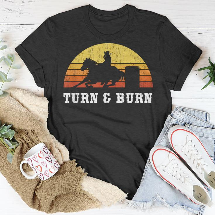 Turn And Burn Barrel Racing Barrel Racer Rodeo T-Shirt Unique Gifts