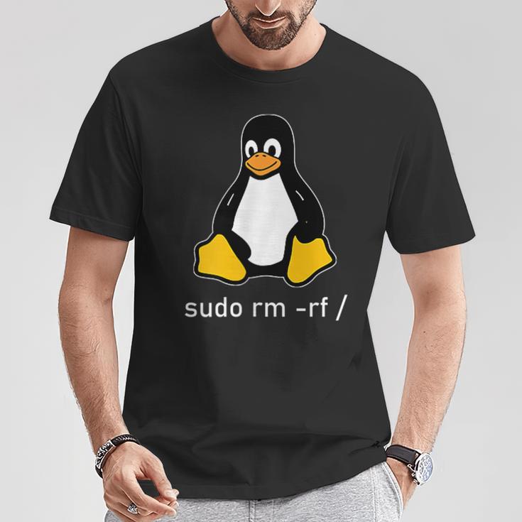 Tux Linux Penguin Sudo Rm -Rf Computer Science T-Shirt Lustige Geschenke