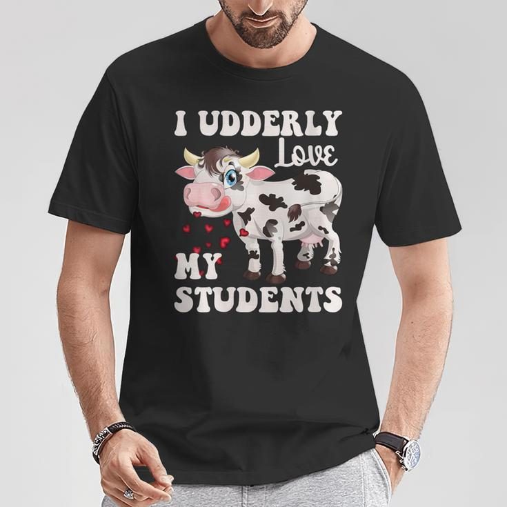 I Udderly Love My Students Cow Teacher Cow Appreciation Day T-Shirt Unique Gifts