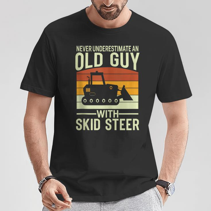 Never Underestimate Old Guy With A Skid Sr Construction T-Shirt Personalized Gifts