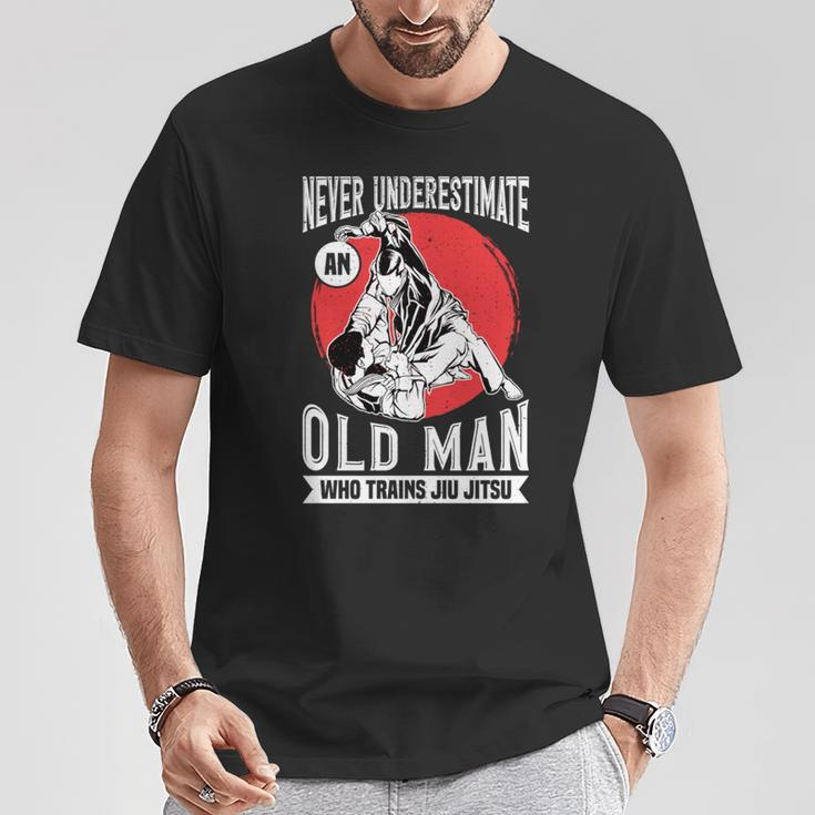 Never Underestimate An Old Guy Who Trains Jiu Jitsu T-Shirt Unique Gifts
