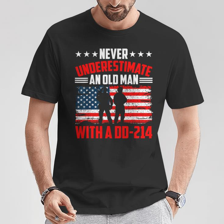 Never Underestimate An Old Man With A Dd214 Veterans Day T-Shirt Unique Gifts
